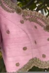 pure silk hand embroidery blouse/light pink maggam blouse/pink hand embroidered blouse/blushpink ready made blouse zardosi/light pink blouse