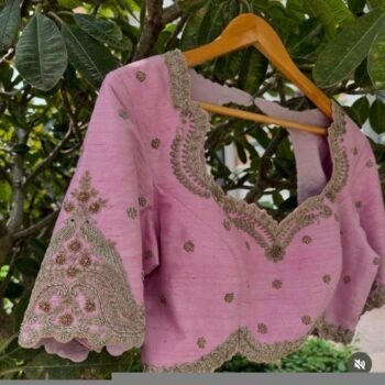 pure silk hand embroidery blouse/light pink maggam blouse/pink hand embroidered blouse/blushpink ready made blouse zardosi/light pink blouse