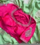 pure silk hand embroidery blouse/reddish pink maggam blouse /raw silk zardosi blouse/hand embroidered blouse /red ready made blouse zardosi