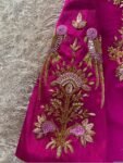 pure silk hand embroidery blouse/saree maggam blouse/hot pink zardosi blouse/hand embroidered blouse /magenta pink ready made blouse zardosi