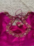 pure silk hand embroidery blouse/saree maggam blouse/hot pink zardosi blouse/hand embroidered blouse /magenta pink ready made blouse zardosi