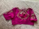 pure silk hand embroidery blouse/saree maggam blouse/hot pink zardosi blouse/hand embroidered blouse /magenta pink ready made blouse zardosi