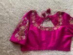 pure silk hand embroidery blouse/saree maggam blouse/hot pink zardosi blouse/hand embroidered blouse /magenta pink ready made blouse zardosi