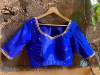 pure silk hand embroidery blouse/cream mirror hand made blouse/pure raw silk zardosi blouse/hand embroidered blouse/cream mirror work blouse