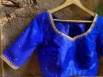 pure silk hand embroidery blouse/cream mirror hand made blouse/pure raw silk zardosi blouse/hand embroidered blouse/cream mirror work blouse