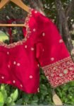 pure silk red hand embroidery blouse/saree maggam blouse/raw silk zardosi blouse/pure red hand embroidered blouse/ready made red blouse usa