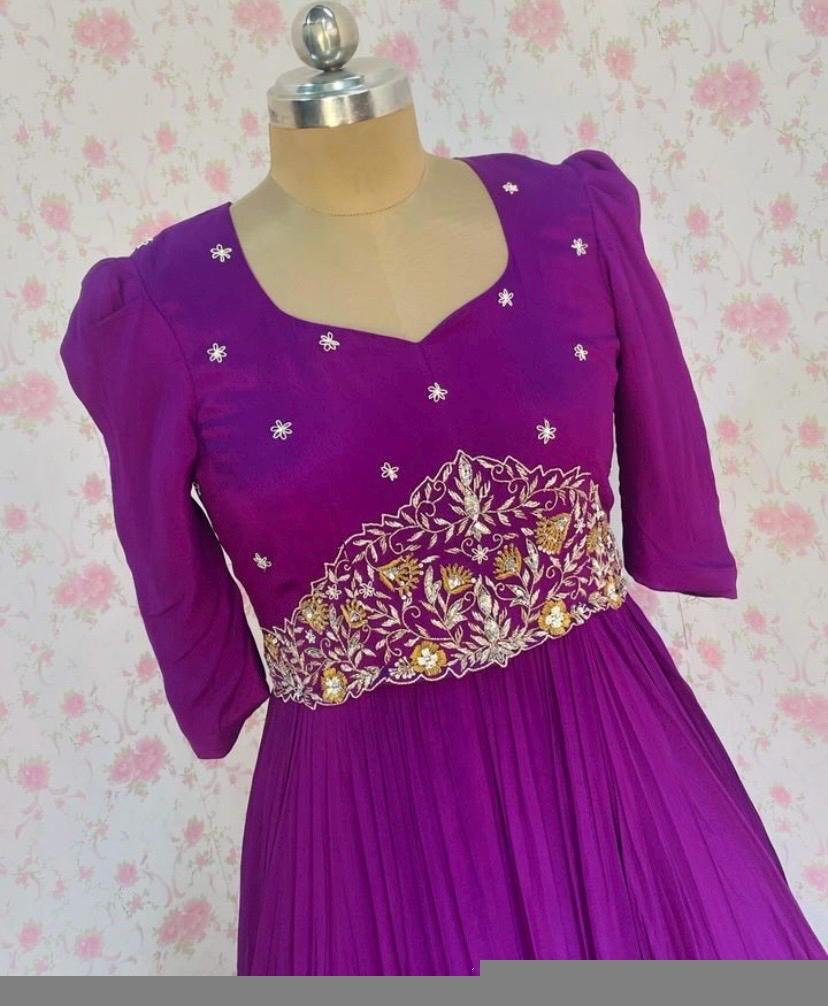 Hand embroidered Anarkali dress/green hand embroidered anarkali suit/purpe hand work anarkali USA/Indian dresses/long gown /purple long dres