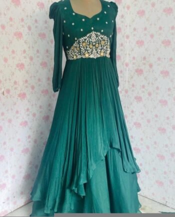 Hand embroidered Anarkali dress/green hand embroidered anarkali suit/green hand work anarkali Indian dresses/long gown /green long dres