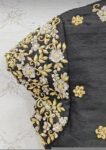 pure silk hand embroidery blouse/black saree maggam blouse/short sleeve blouse/hand embroidered blouse/black ready made short sleeve blouse