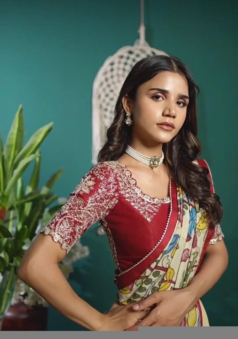 Women’s pure kalamkari lehenga set/crop top lehenga/Hand painted lehenga USA/wedding lehenga USA/kalamkarilehenga choli/heavy maggam blouse