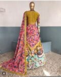 Women’s pure kalamkari lehenga set/crop top lehenga/Hand painted lehenga USA/wedding lehenga USA/yellow kalamkari painted lehenga choli usa