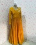 Hand embroidered Anarkali/muave anarkali dress/lavender anarkali suit set/yellow long gown USA/Indian dresses/pure silk haldi anarkali kurta