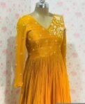 Hand embroidered Anarkali/muave anarkali dress/lavender anarkali suit set/yellow long gown USA/Indian dresses/pure silk haldi anarkali kurta