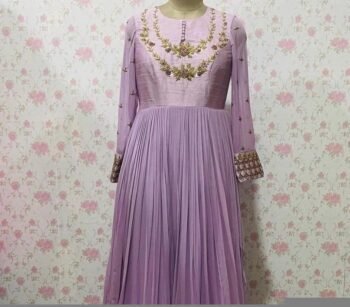 Hand embroidered Anarkali/muave anarkali dress/lavender anarkali suit set/anarkali long gown Indian dresses/pure silk anarkali kurta