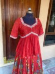 Women’s pure kalamkari lehenga set/crop top lehenga/Hand painted lehenga USA/wedding lehenga USA/kalamkari lehenga choli/red and bluelehenga
