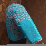 pure silk hand embroidery blouse/blue maggam blouse /raw silk zardosi blouse/blue hand embroidered blouse/designer readymade handwork blouse