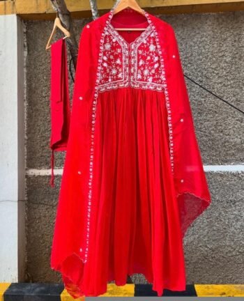 Red Anarkali suit usa/anarkali red kurta full sleeve/orange red full sleeve anarkali/red anarkali/Indian dresses/red anarkali with dupatta