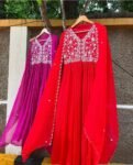 Red Anarkali suit usa/anarkali red kurta full sleeve/orange red full sleeve anarkali/red anarkali/Indian dresses/red anarkali with dupatta