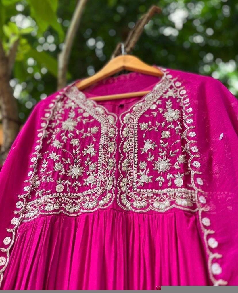 Pink Anarkali suit usa/anarkali pink kurta full sleeve/pink full sleeve anarkali/pink anarkali/Indian dresses/pink red anarkali with dupatta