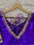 pure silk purple hand embroidery blouse /saree maggam blouse/pure raw silk zardosi blouse /hand embroidered blouse/purple ready made blouse