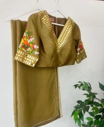 Mehendi green organza saree/floral organza silk blouse|green silk saree/mehendi outfit|sarees USA|organza saree floral embroidery blouse