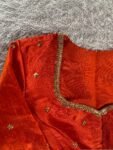 pure silk hand embroidery blouse/orange saree maggam blouse/raw silk zardosi blouse/hand embroidered blouse/ready made blouse/orange blouse