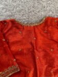 pure silk hand embroidery blouse/orange saree maggam blouse/raw silk zardosi blouse/hand embroidered blouse/ready made blouse/orange blouse