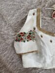 pure silk hand embroidery blouse/modern saree maggam blouse/cream zardosi blouse/multi hand embroidered blouse/off white ready made blouse