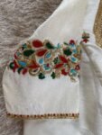 pure silk hand embroidery blouse/modern saree maggam blouse/cream zardosi blouse/multi hand embroidered blouse/off white ready made blouse