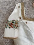 pure silk hand embroidery blouse/modern saree maggam blouse/cream zardosi blouse/multi hand embroidered blouse/off white ready made blouse