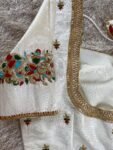 pure silk hand embroidery blouse/modern saree maggam blouse/cream zardosi blouse/multi hand embroidered blouse/off white ready made blouse