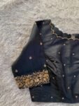 pure silk hand embroidery blouse / saree maggam blouse / checks zardosi blouse / hand embroidered blouse / black ready made blouse zardosi