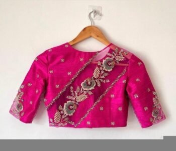 pure silk hand embroidery blouse/pink maggam blouse/silk zardosi blouse/hand embroidered blouse/pink ready made blouse zardosi/pink blouse