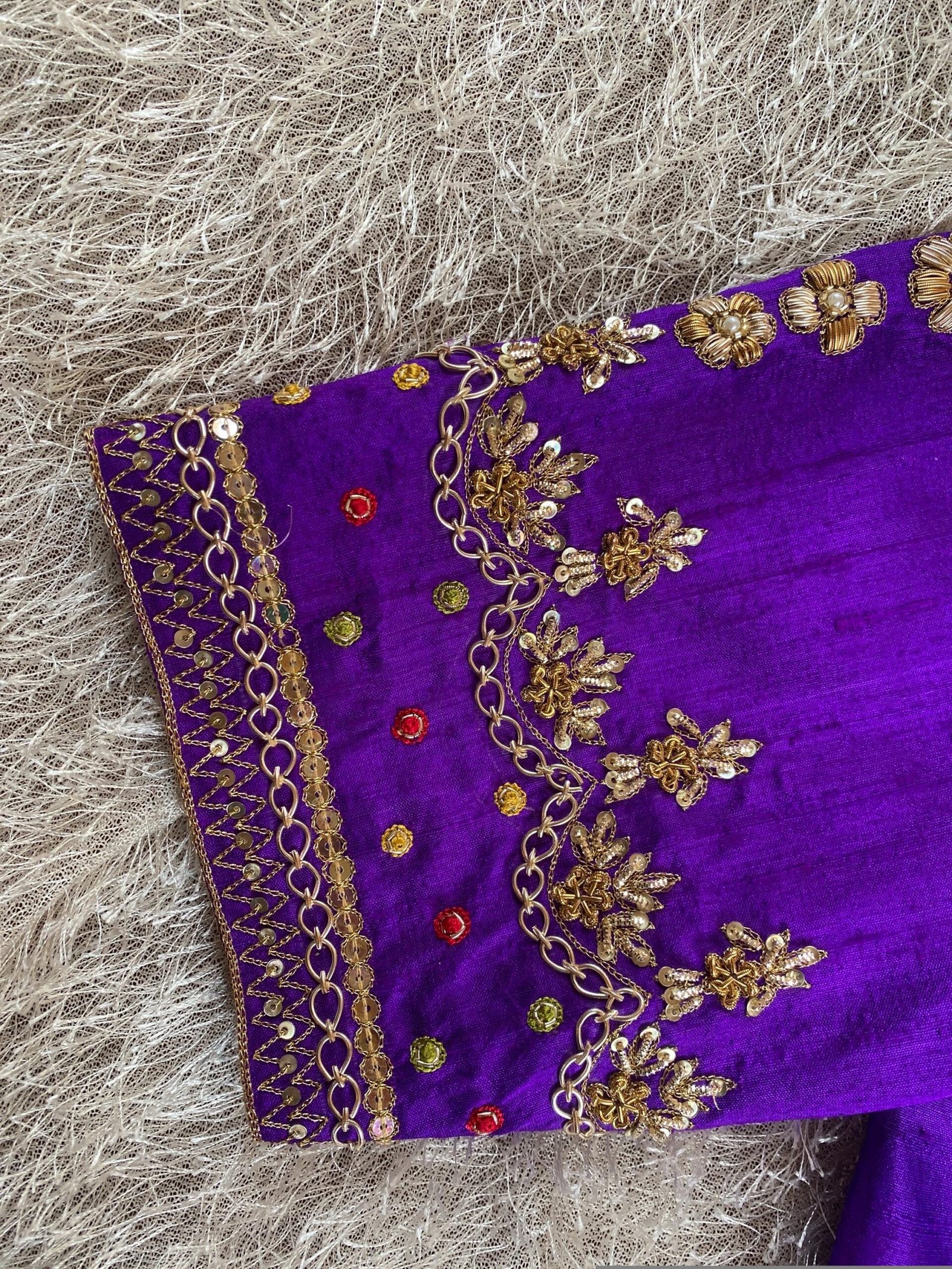pure silk hand embroidery blouse/saree maggam blouse/purple zardosi blouse usa/hand embroidered moderblouse/ready made blouse zardosi usa