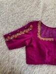 pure silk hand embroidery blouse/magenta pink maggam blouse/purple zardosi blouse/wedding hand embroidered blouse/bridal ready made blouse