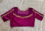 pure silk hand embroidery blouse/magenta pink maggam blouse/purple zardosi blouse/wedding hand embroidered blouse/bridal ready made blouse