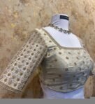 pure silk hand embroidery blouse/cream saree maggam blouse/raw silk zardosi blouse/hand embroidered blouse/beige ready made blouse zardosi