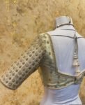pure silk hand embroidery blouse/cream saree maggam blouse/raw silk zardosi blouse/hand embroidered blouse/beige ready made blouse zardosi