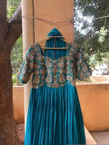 Anarkali suit usa/heavyhand embroidery anarkali kurta/seagreen anarkali dress/elbow sleeves dress anarkali/Indian dresses/sea green anarkali
