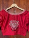 pure silk hand embroidery blouse/saree maggam blouse/red kundan blouse /maroon red hand embroidered blouse/red ready made blouse zardosi usa