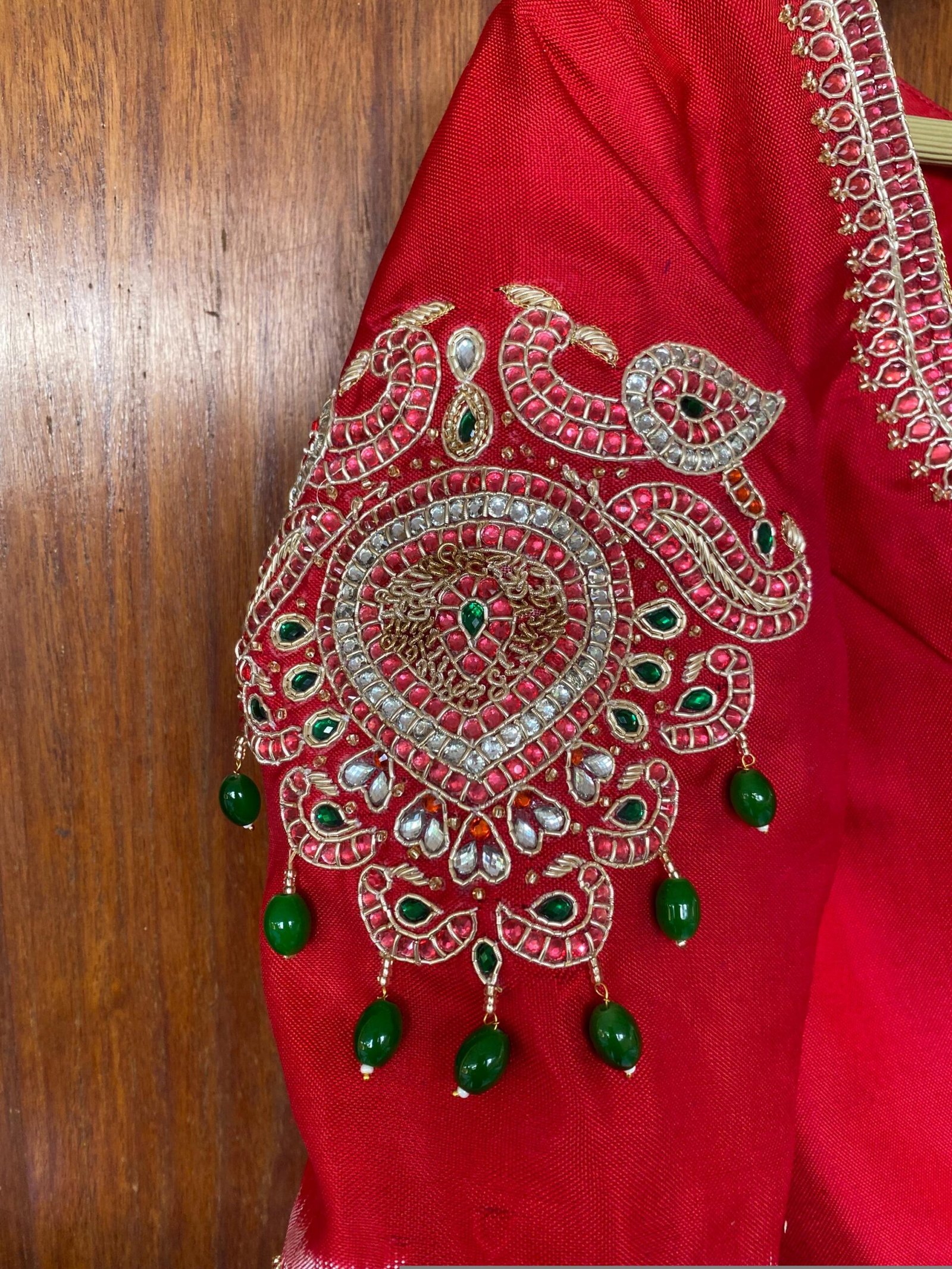pure silk hand embroidery blouse/saree maggam blouse/red kundan blouse /maroon red hand embroidered blouse/red ready made blouse zardosi usa
