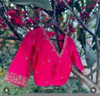 pure silk hand embroidery blouse/pink maggam blouse/silk zardosi blouse/hand embroidered blouse/ready made blouse zardosi/handwork blouse
