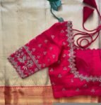 pure silk hand embroidery blouse/saree maggam blouse/hot pink zardosi blouse/hand embroidered blouse /reddish pink ready made blouse zardosi