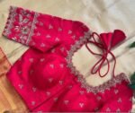 pure silk hand embroidery blouse/saree maggam blouse/hot pink zardosi blouse/hand embroidered blouse /reddish pink ready made blouse zardosi