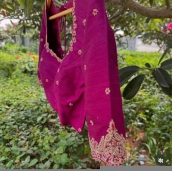 pure silk hand embroidery blouse/pink maggam blouse/silk zardosi blouse/hand embroidered blouse/ready made blouse zardosi/magenta pin blouse