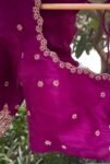 pure silk hand embroidery blouse/pink maggam blouse/silk zardosi blouse/hand embroidered blouse/ready made blouse zardosi/magenta pin blouse