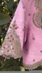 pure silk hand embroidery blouse/light pink maggam blouse/pink hand embroidered blouse/blushpink ready made blouse zardosi/light pink blouse