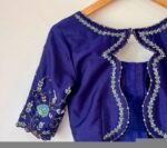 pure silk hand embroidery blouse /royal blue saree blouse/navy blue silk zardosi blouse/hand embroidered blouse/ready made blouse zardosi us