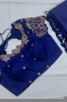 pure silk hand embroidery blouse/bluesaree maggam blouse/zardosi blouse usa/hand embroidered blouse/royal blue ready made blouse zardosi usa