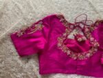 pure silk hand embroidery blouse/saree maggam blouse/hot pink zardosi blouse/hand embroidered blouse /magenta pink ready made blouse zardosi